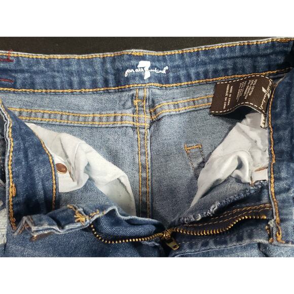 7 For all Mankind Distressed Dark Washed Blue Jean Shorts | Girls Size 14 - Picture 4 of 7